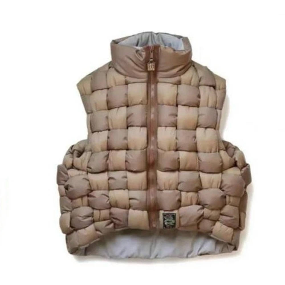 Kapital Beige and Tan Puffer Vest